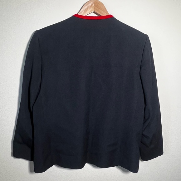 Yves Saint Laurent Encore Black And Red Blazer Made In France Size 14 Laine Wool - Picture 3 of 10